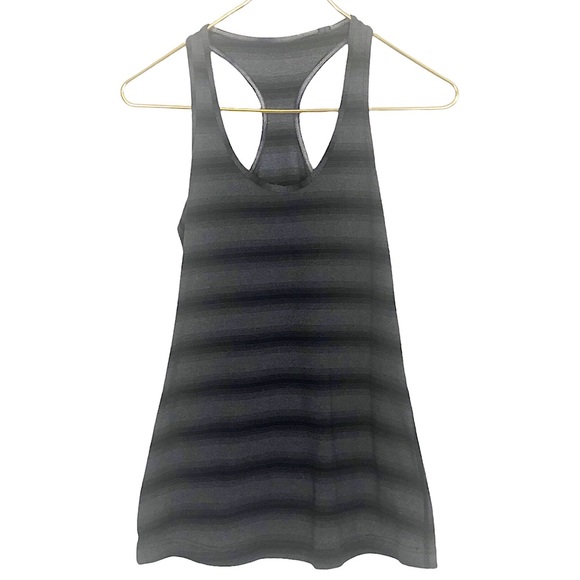 lululemon athletica Tops - LULULEMON Black Grey Striped Athletic Stretch Tank Top
